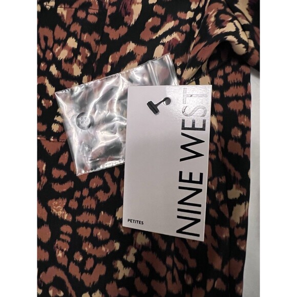 Nine West Petite XS Animal Print Women’s Long Sleeve Blouse Shirt Top NWT $40 - Picture 2 of 9